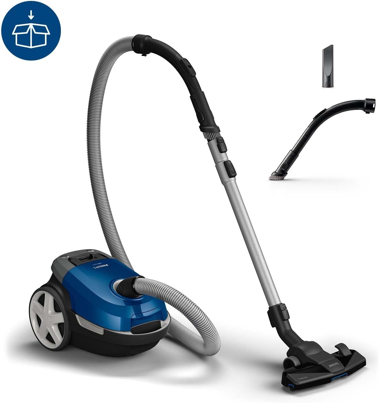 Philips Series 3000 Performer Compact Staubsauger mit Beutel – 900-W-Staubsauger mit Allergiefilter, 9 m Aktionsradius (XD3110/09)