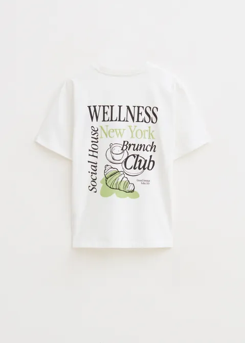 T-shirt met print brunch wit (WIT)