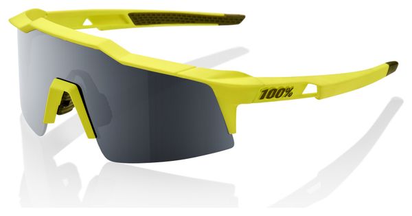 Lunettes 100% Speedcraft SL Soft Tact Banana Noir / Verres Noir Mirroir