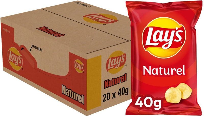 Lay's - Naturel Chips - 40 Gram - 1 Doos X 20 Stuks