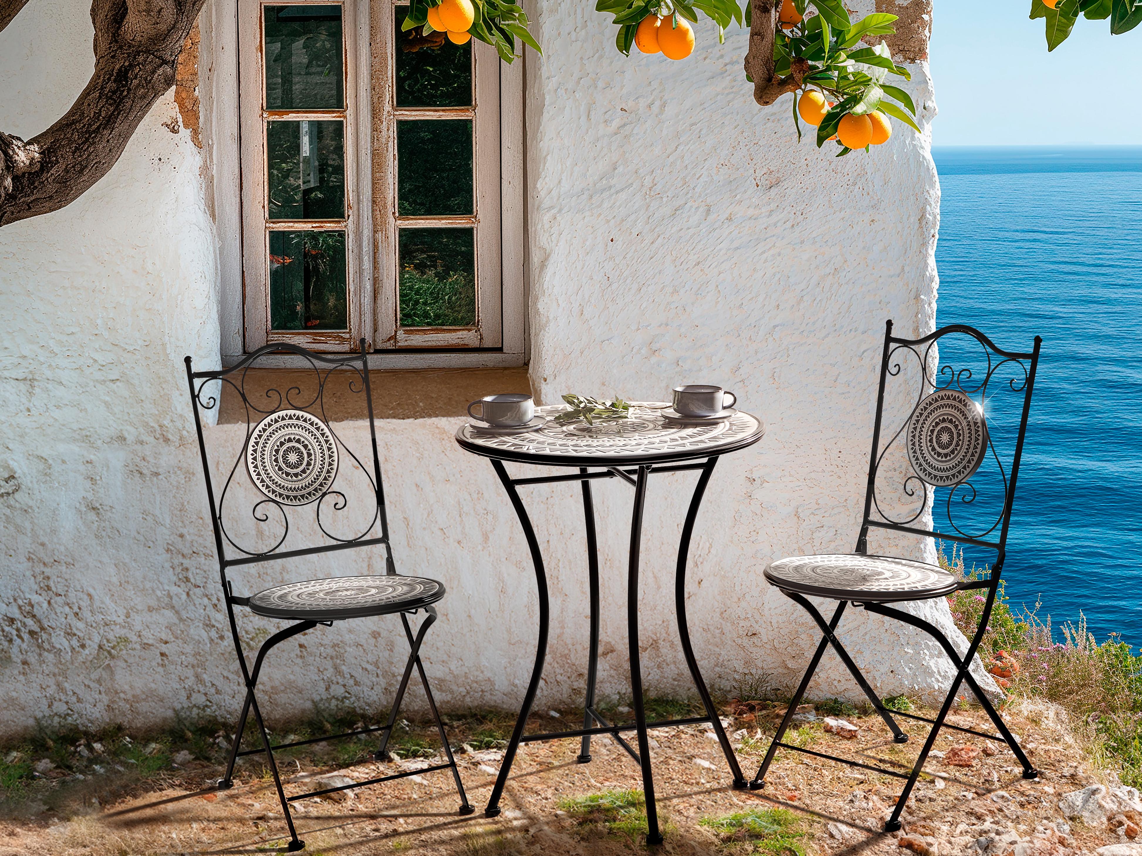Bistroset inklapbaar COMISO Metaal Zwart/wit