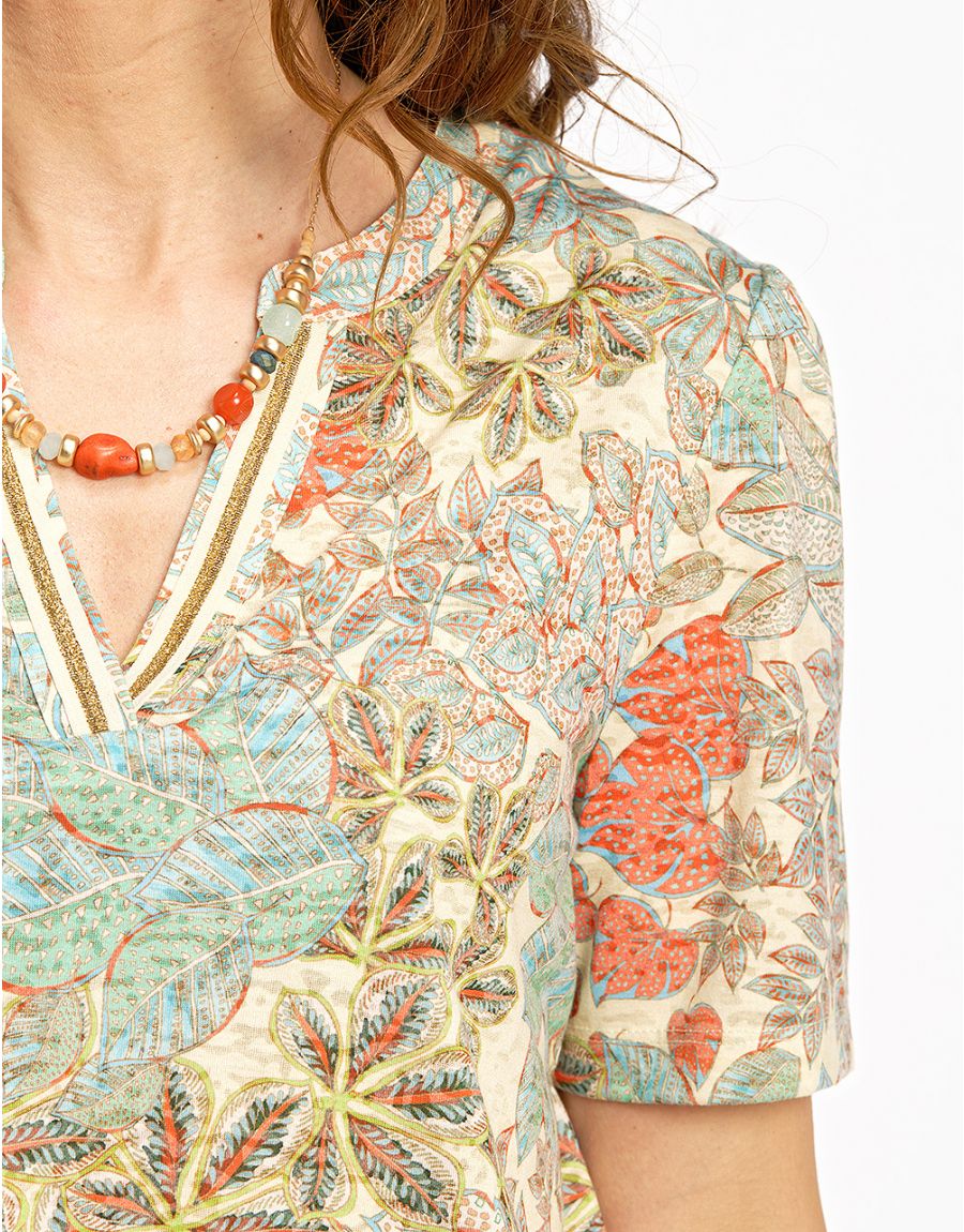 T-shirt vert floral