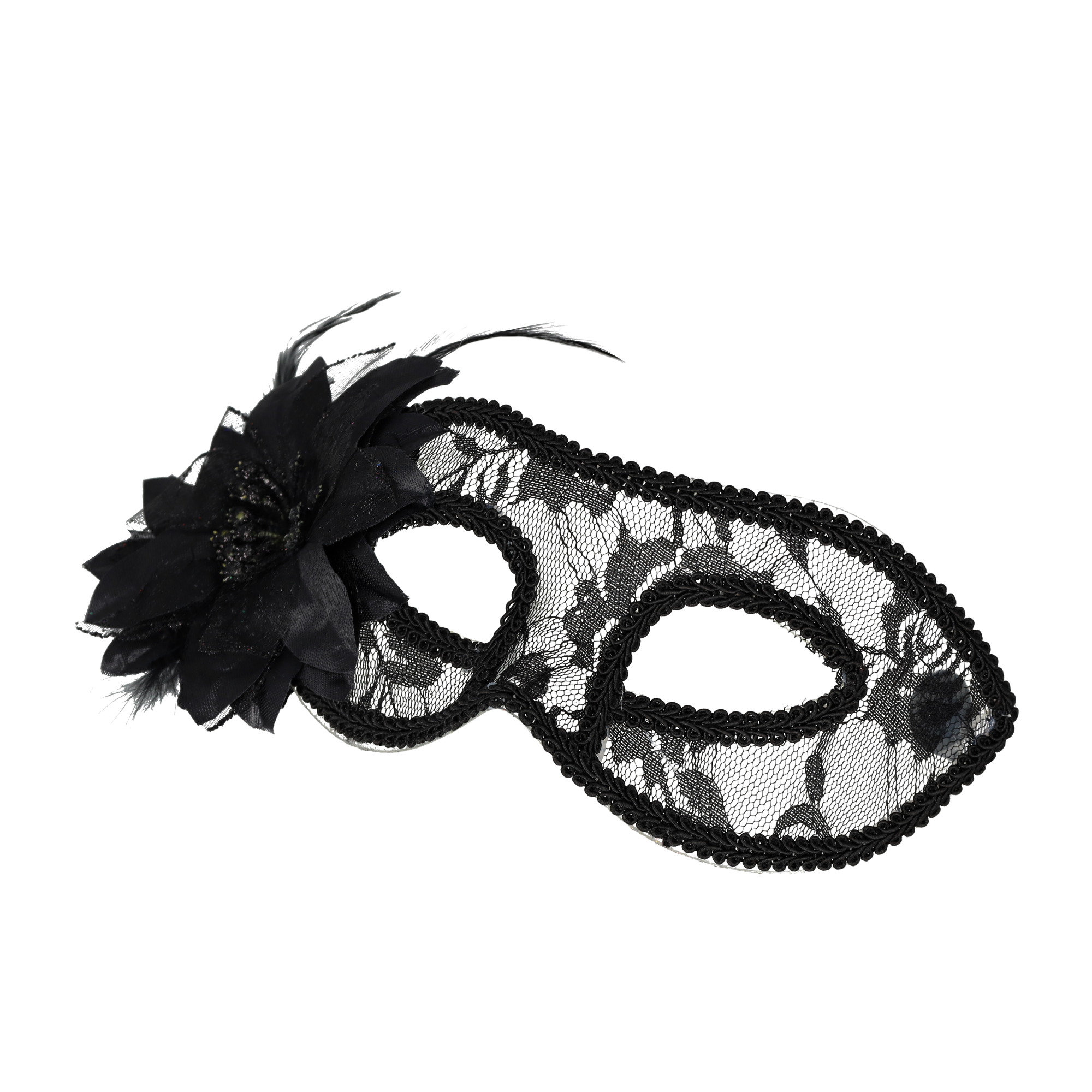 Venezianische Maske Fasnachts Halbmaske Kostüm Zubehör Motto Party Accessoire Halloween Foto Requisite mit Spitzenbordüre   Blume - Schwarz