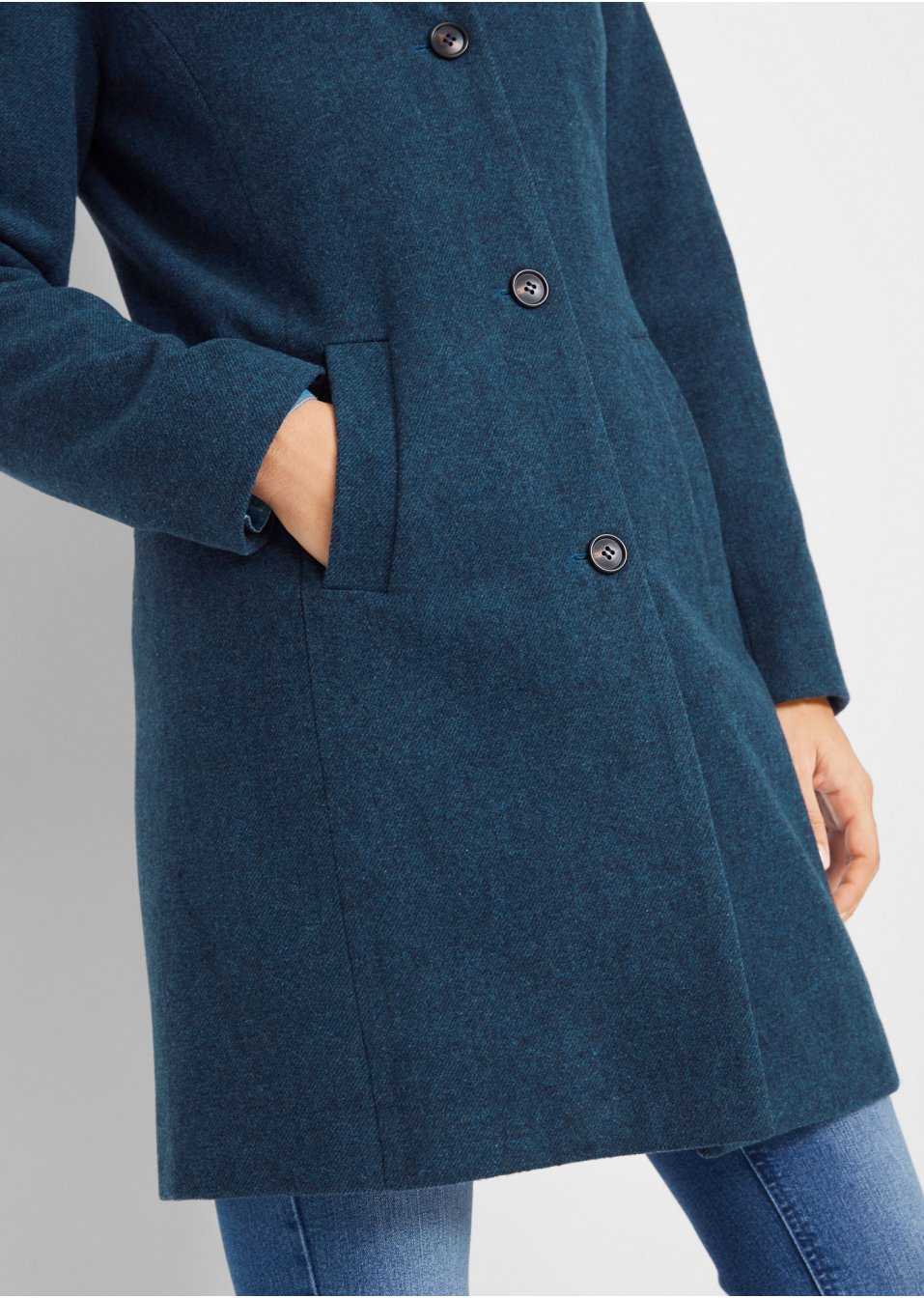 Manteau court d'hiver à teneur en laine, style 2 en 1
