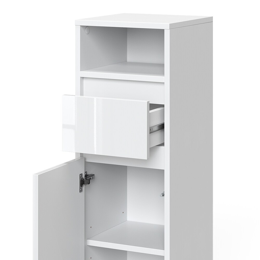 Vicco Midischrank Badschrank Badezimmermöbel Majest Weiß Hochglanz modern 30x96 cm Badezimmer Schrank Badkommode Badmöbel Fach Tür Schublade