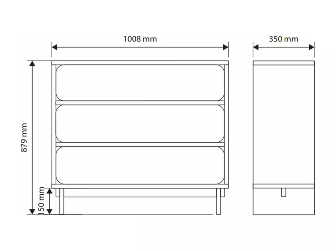 Commode - 101 cm - 3 tiroirs - grège - WUWU