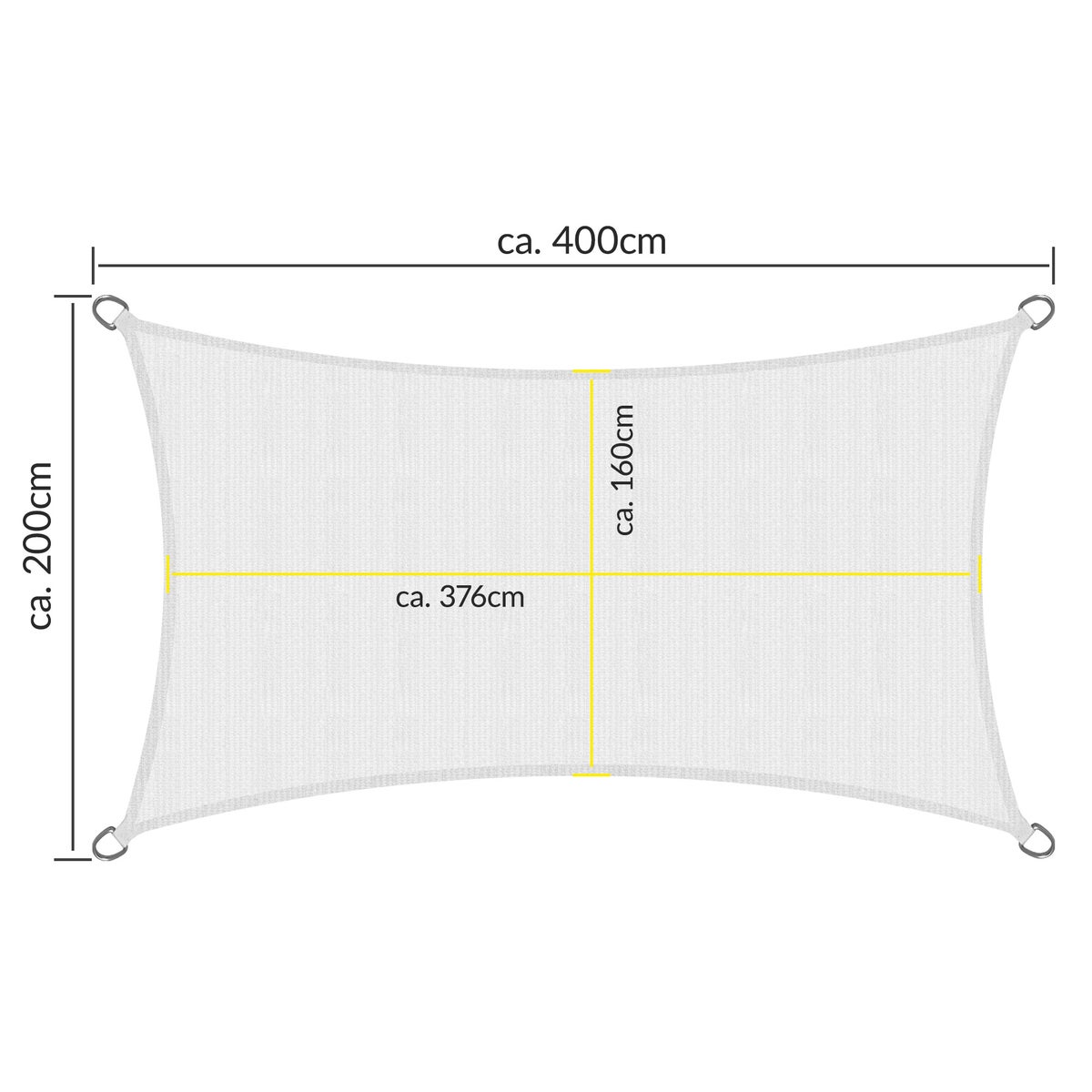 SolVision HS9 Zonnescherm 200x400cm Rechthoekig Wit HDPE