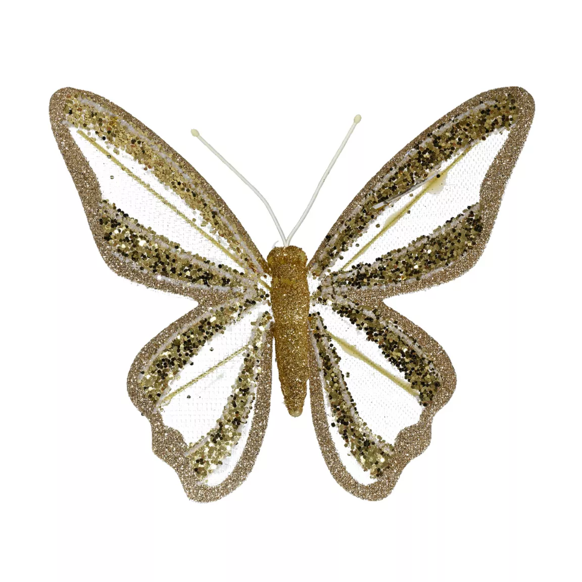 Lot de 2 Papillons sur pince (H14 cm) Rêverie Or