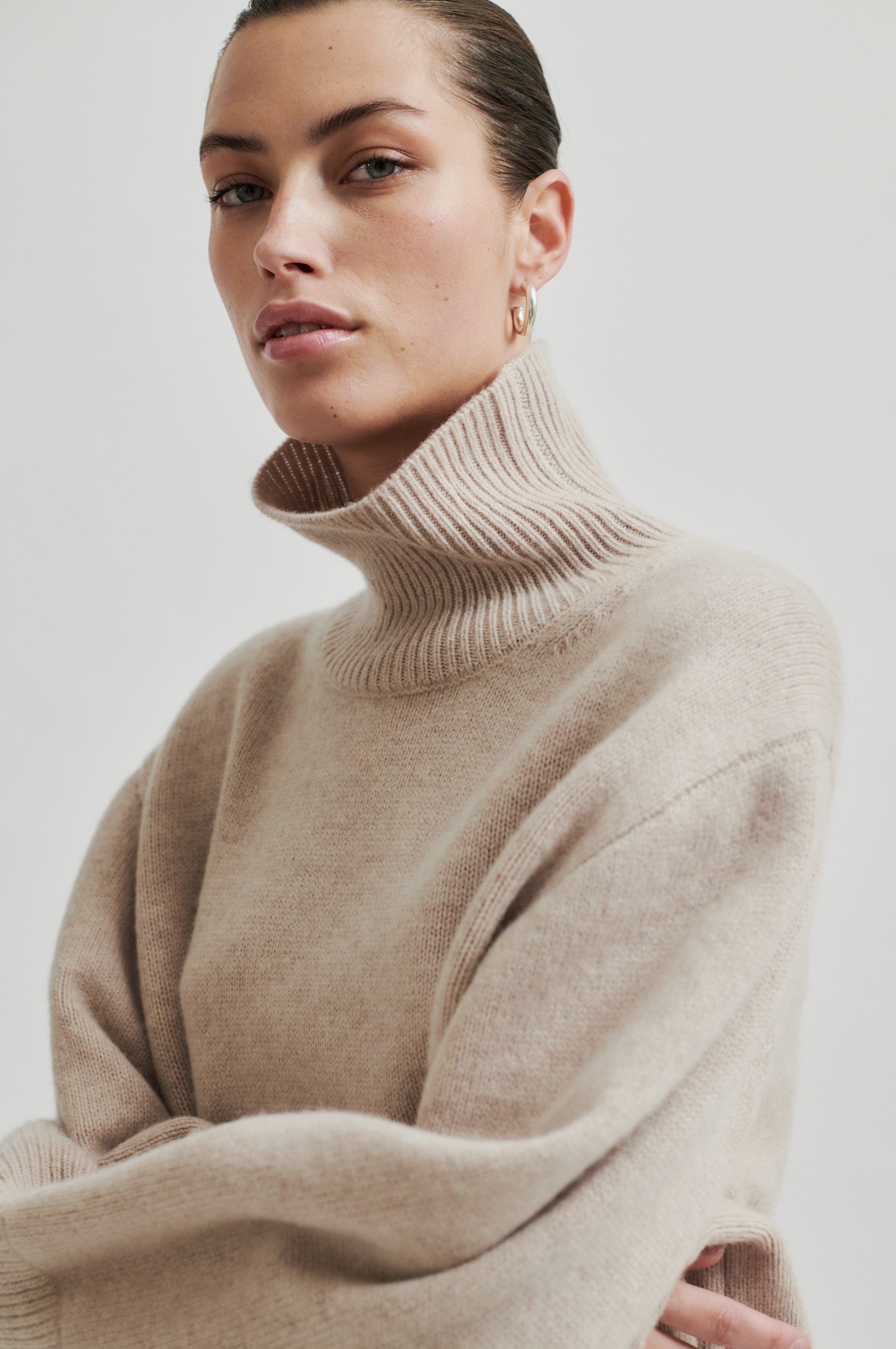 Second Female  Alpha T-Neck uldstriktrøje - Pumice Stone