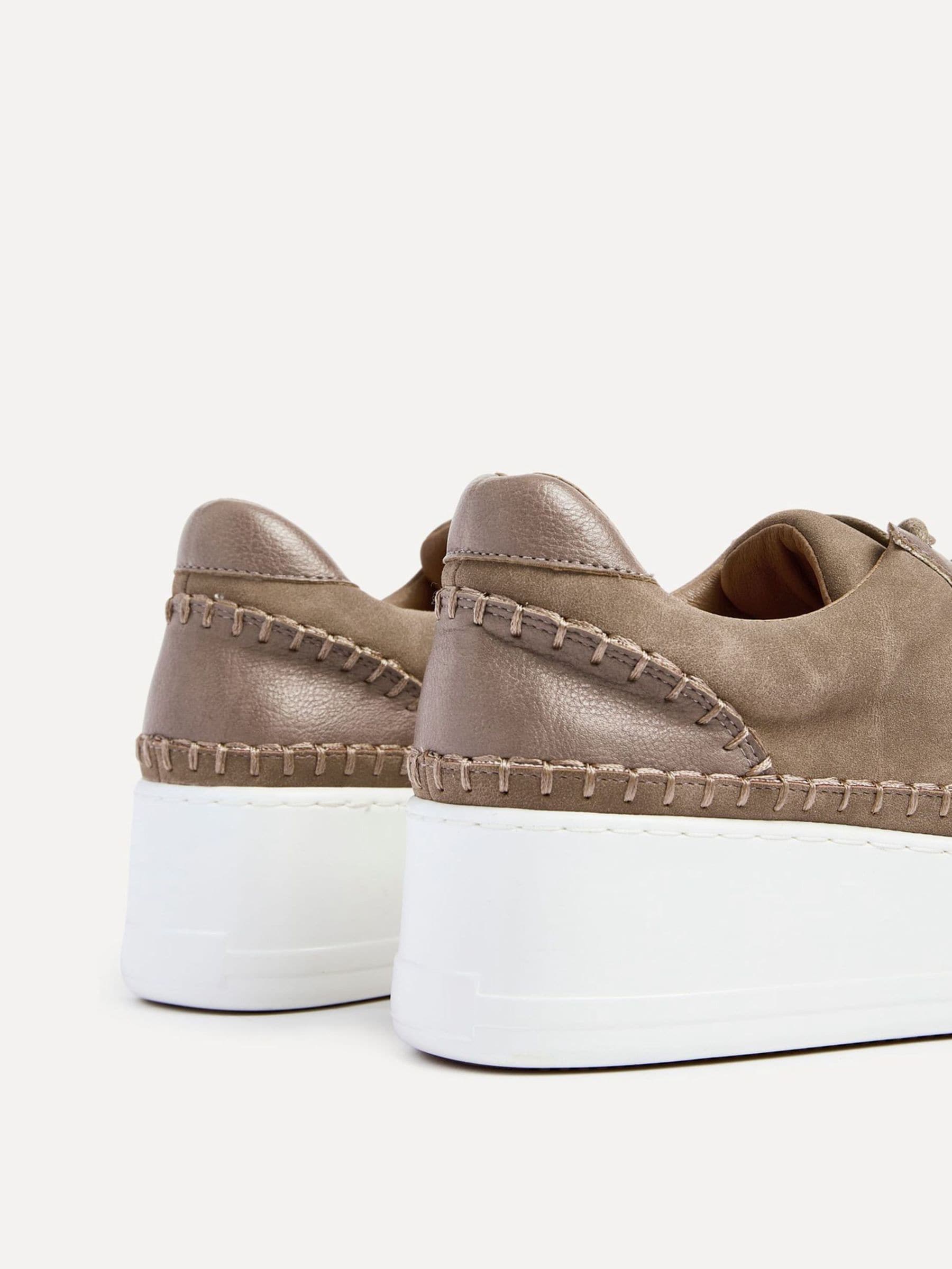 Bruin - Linzi - Harlem sneakers met plateauzool van imitatieleer