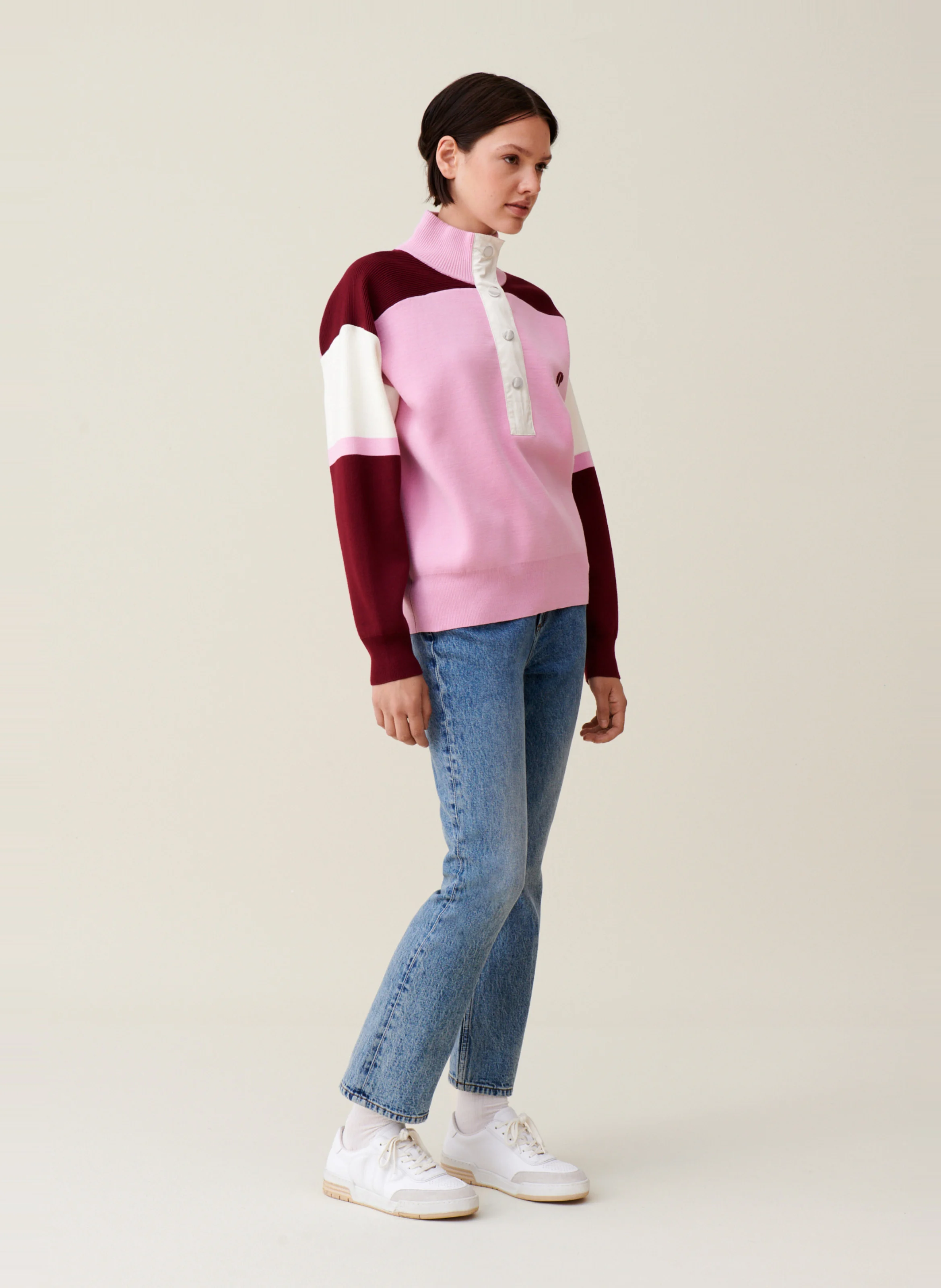 Sweat ample col camionneur | Rose