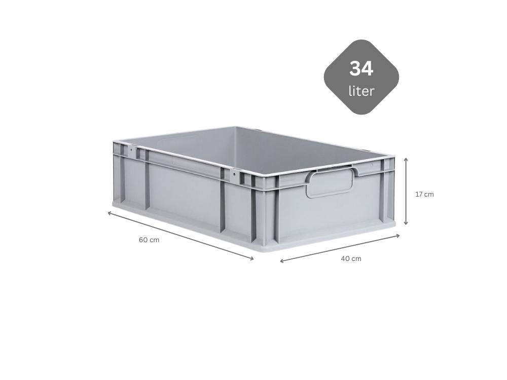 PROREGAL Eurobox Nextgen Economy met handgrepen, gesloten, HxBxD 17 x 40 x 60 cm, 34 liter Euro container, transportbox, stapelbare container