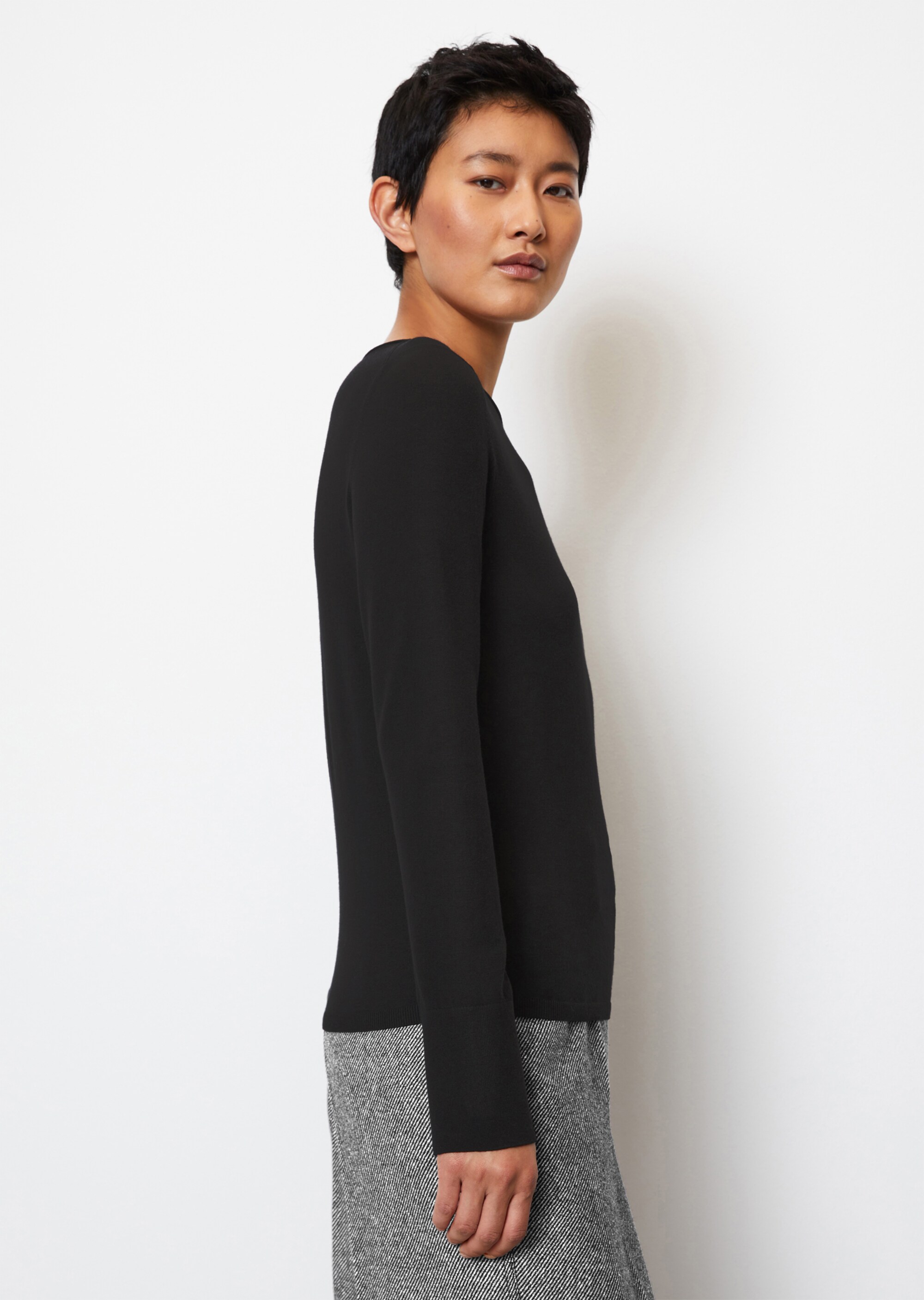 Feinstrick-Pullover slim aus LENZING™ ECOVERO™