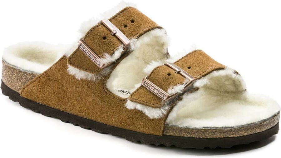 Birkenstock Arizona Shearling Slippers Mink Regular fit | Bruin | Suède