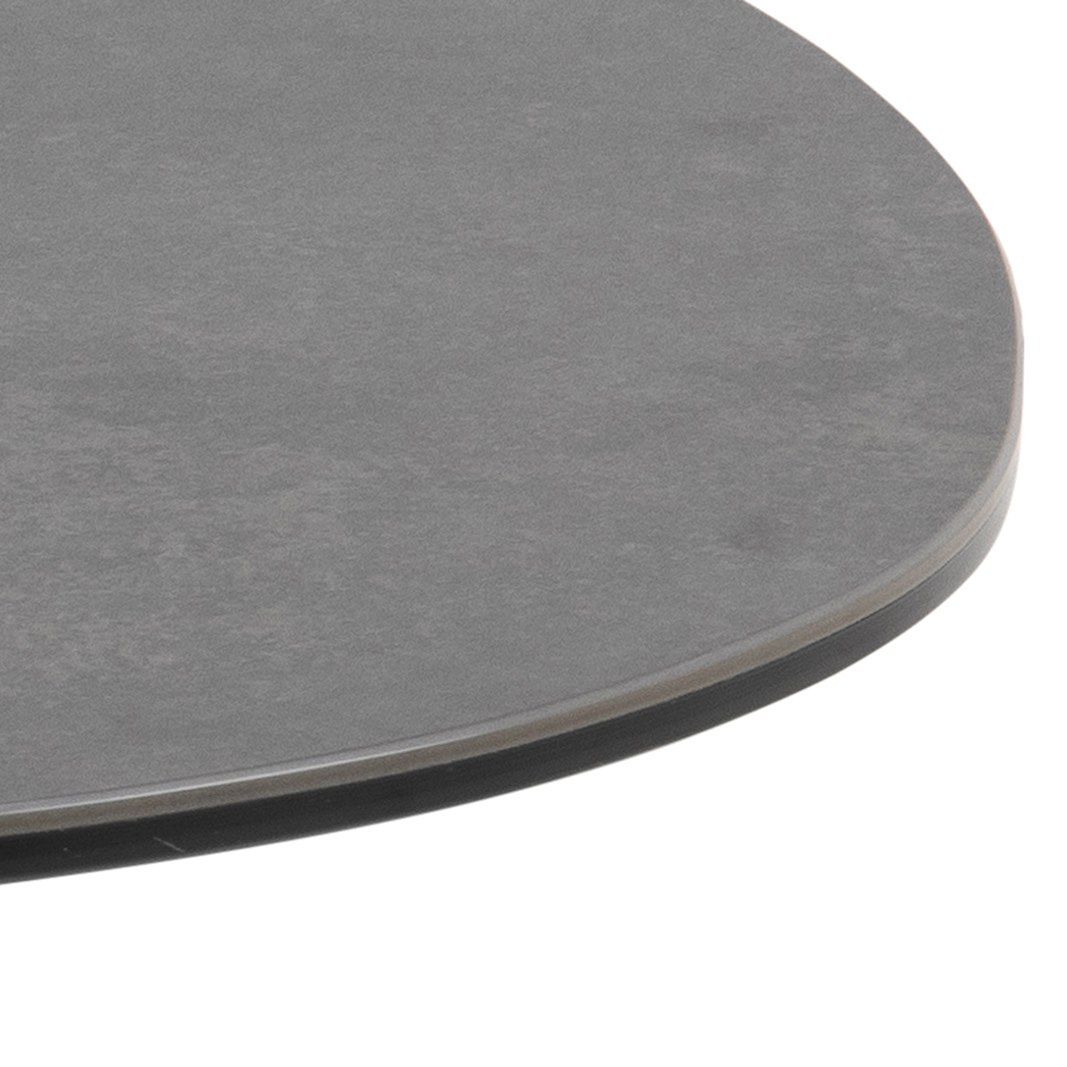 Barnsley sofabord Røff sort keramisk topp med 3-stjerners sort metallunderstell. 84x77x34cm
