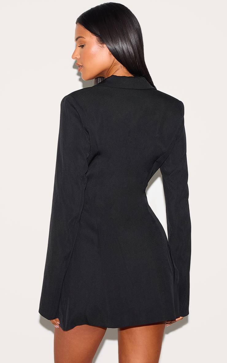 Noir Robe Blazer Cintrée Grande Taille Avec Détail Cravate Nouée Devant