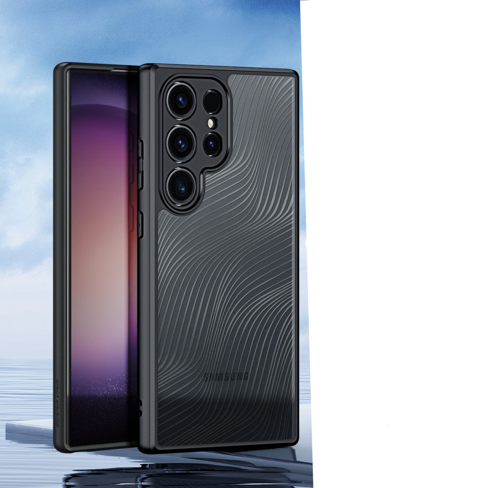 Samsung Galaxy S24 Ultra Hybrid Hülle TPU Bumper   Kunststoff Rückseite   Kameraschutz - Schwarz / Transparent