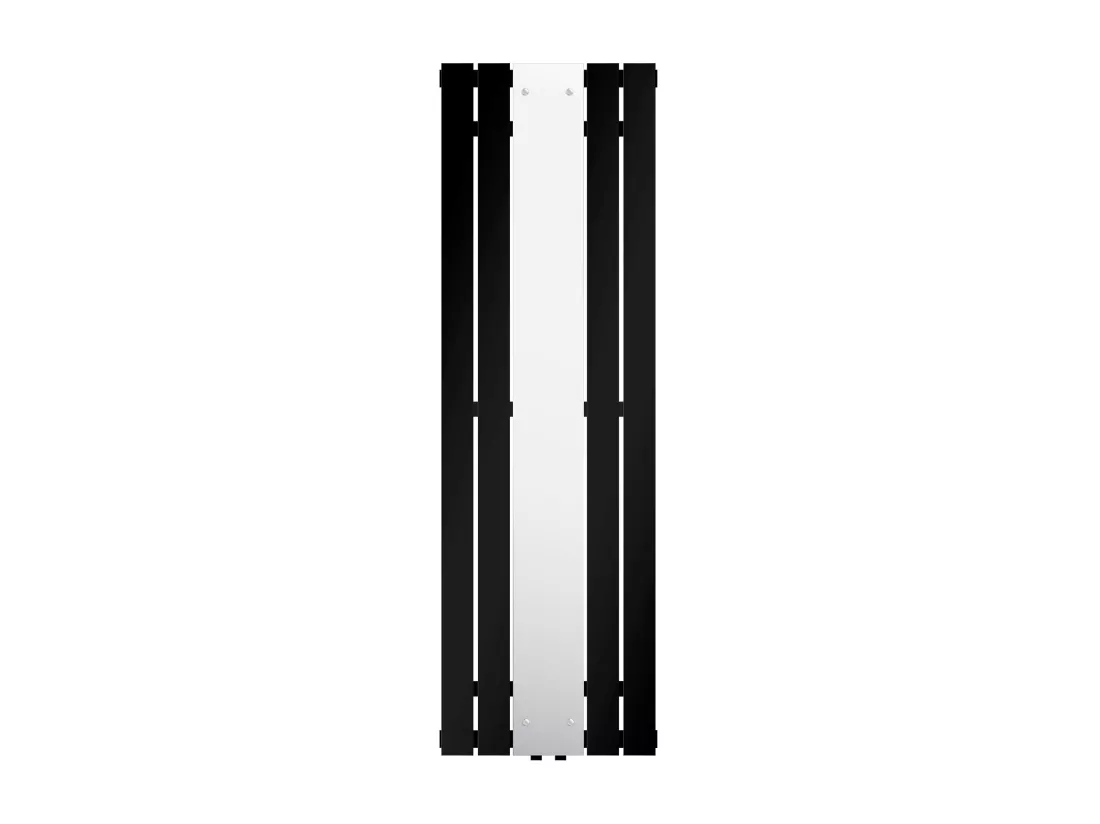Radiateur plat noir mat 450x1600 mm avec miroir et kit raccordement universel