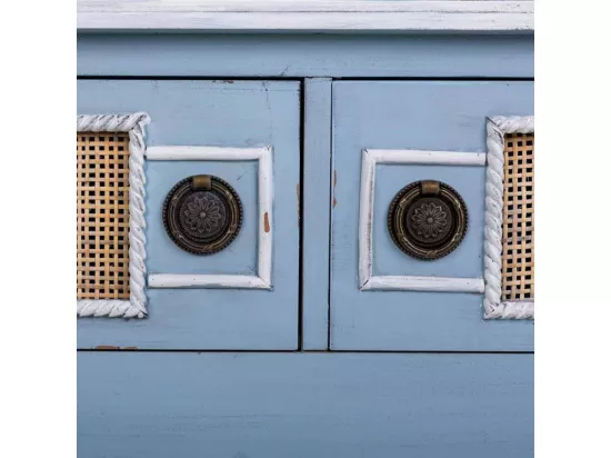 Console en bois bleu 90x33x77h