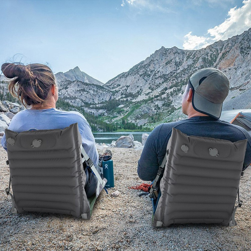 Aufblasbarer Outdoor Sitz Verstellbarer Camping Stuhl mit Tragetasche - Braun