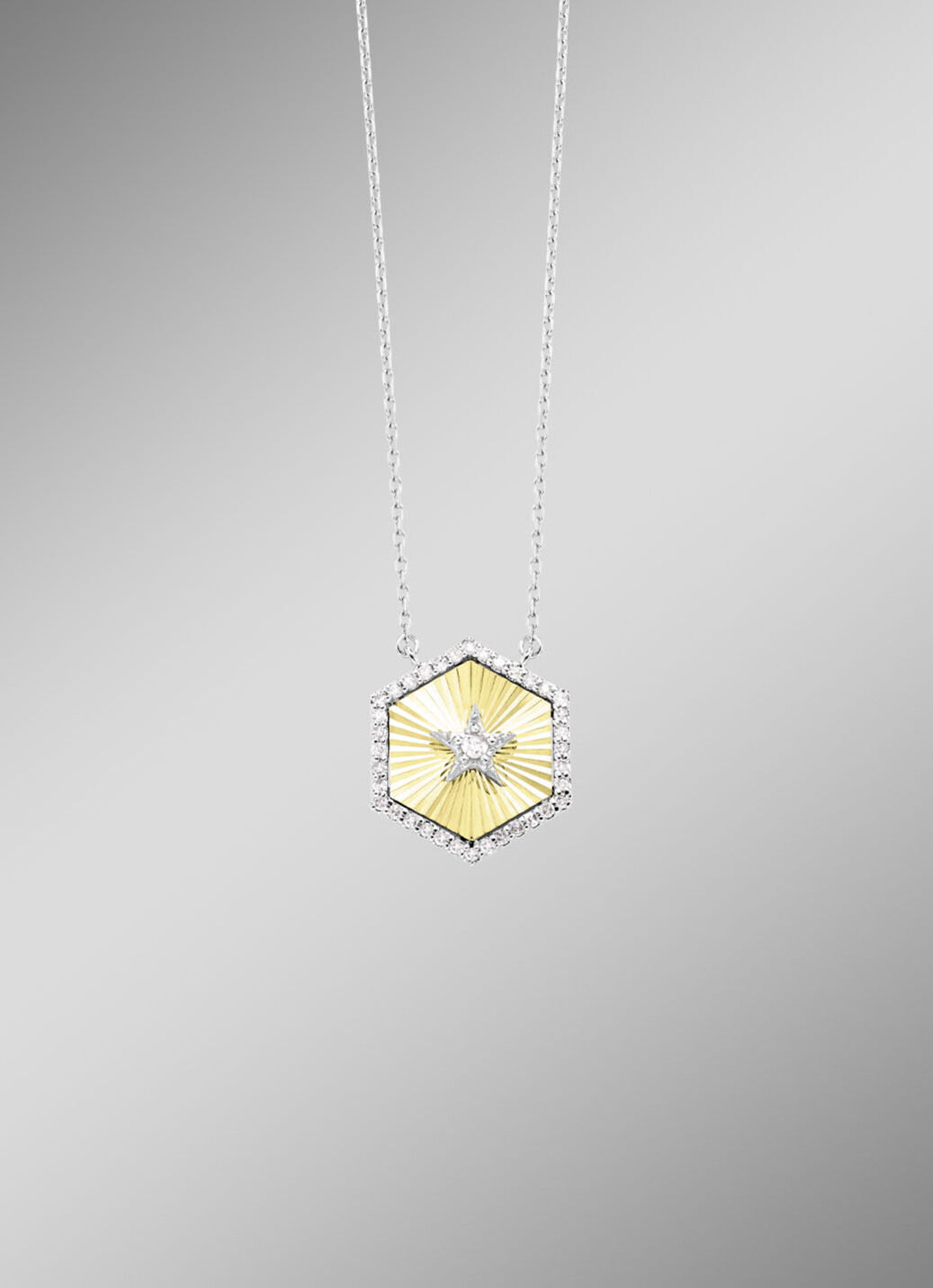 Halskette in Bicolor mit 1 Brillant und 36 Diamanten