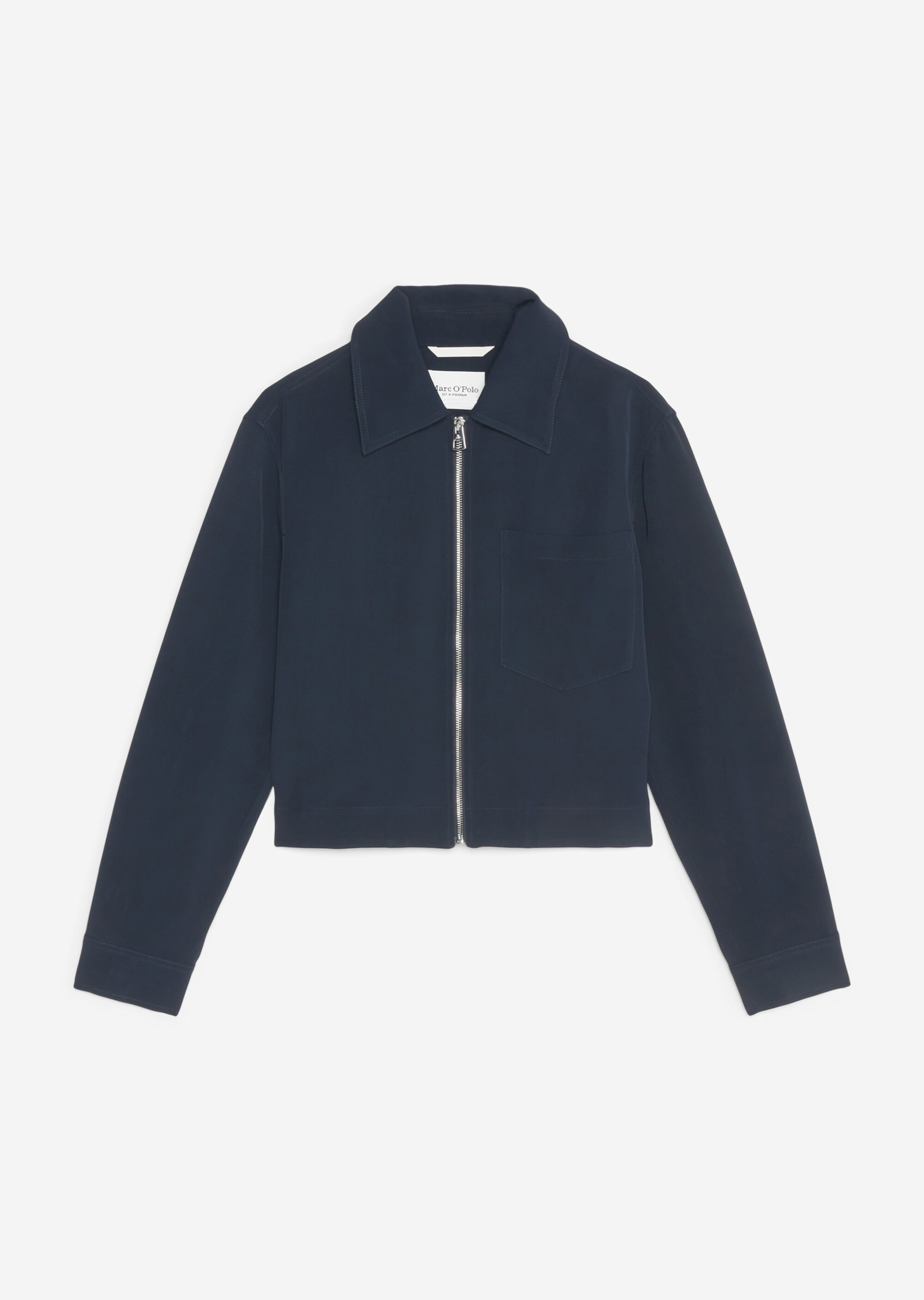Zipper-Jacke relaxed croppedaus fließendem Viskose-Mix-Twill