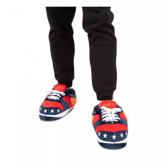 Chaussons peluche basketball BLEU DENIM SIDE