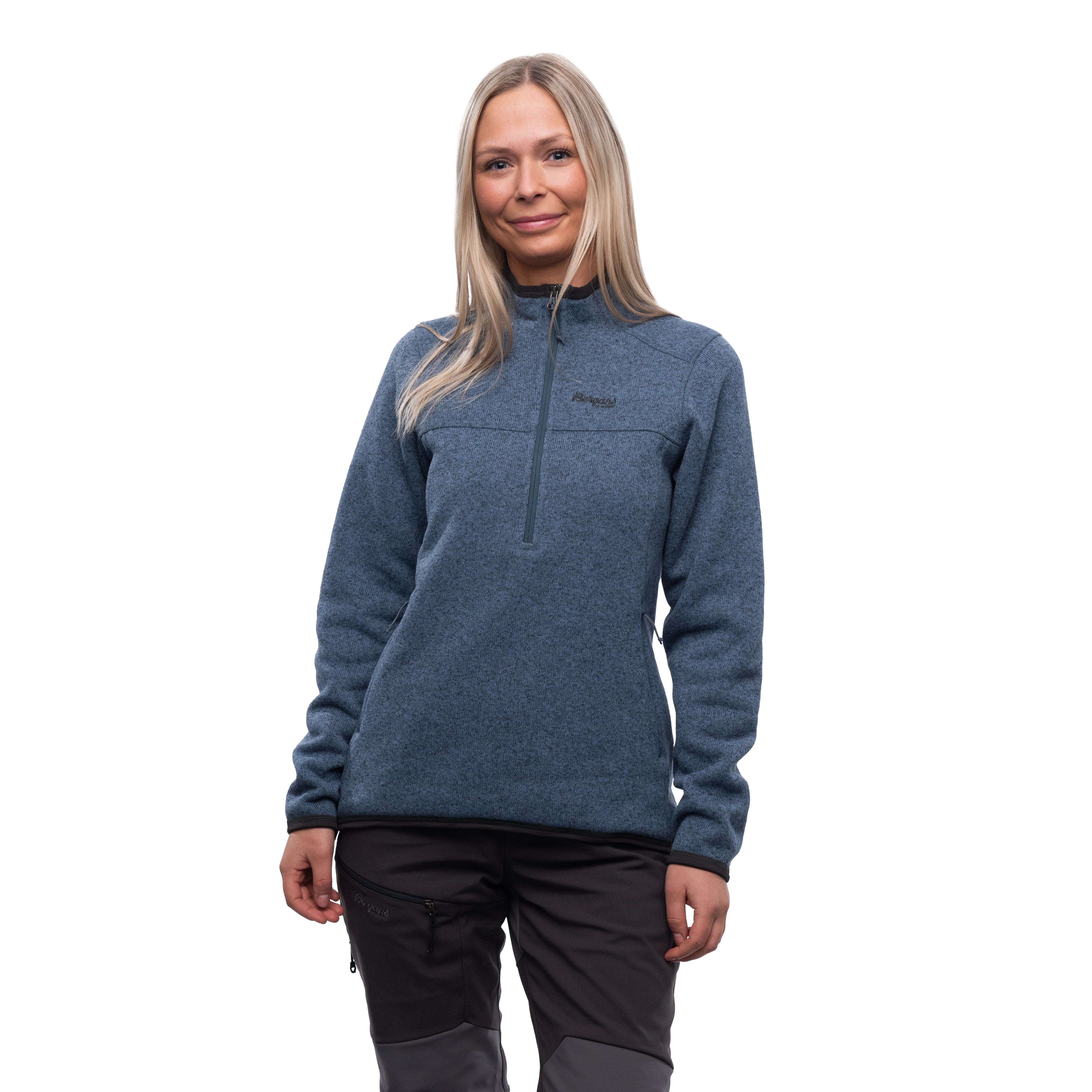 Kamphaug Knitted W Half Zip Orion Blue