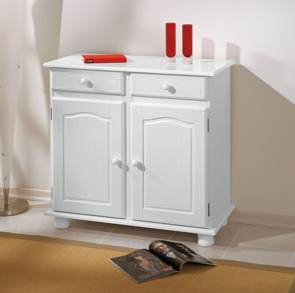 Kommode EMIL 88x87x43 cm Massivholz weiß