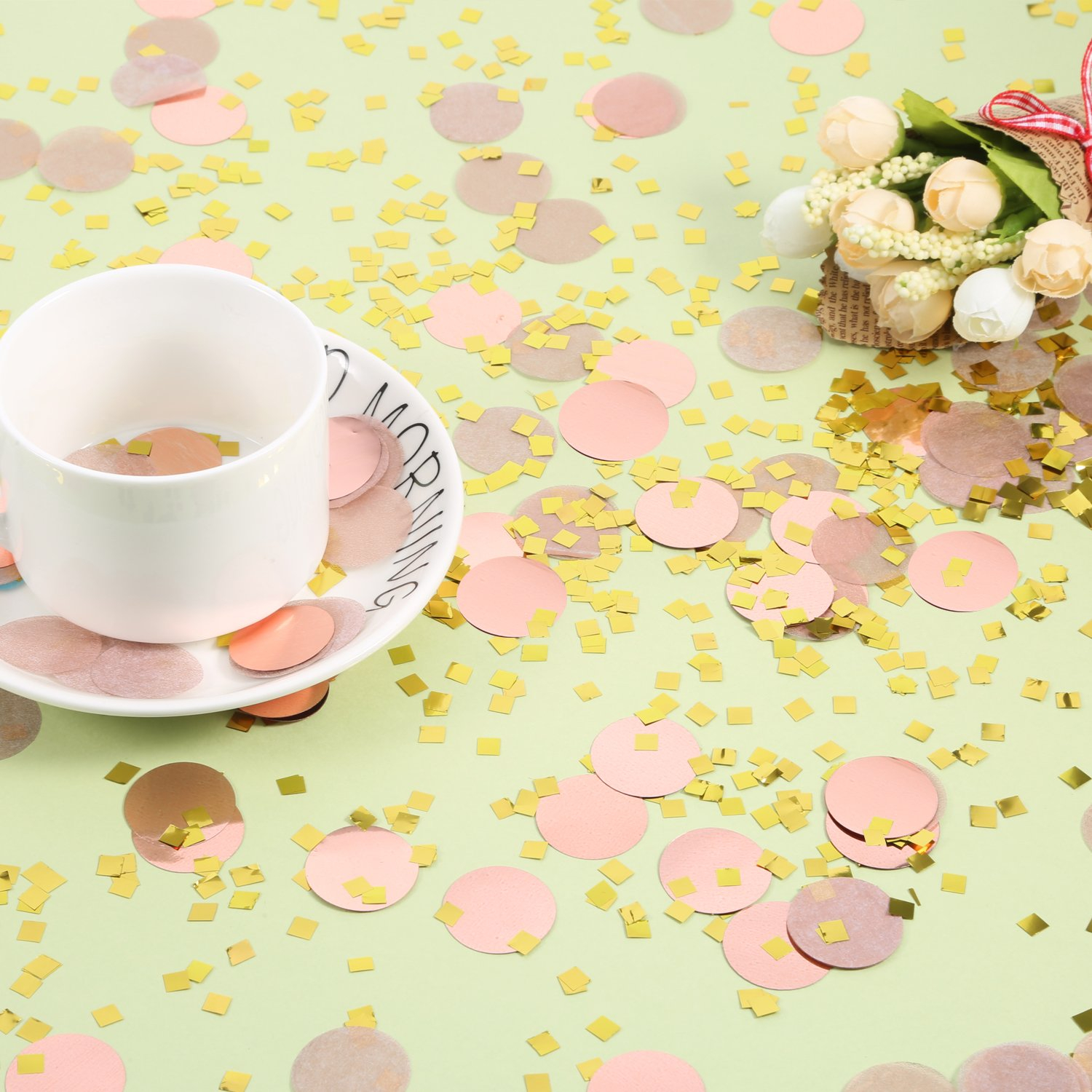 (50g) Seidenpapier Konfetti Party Dekoration Streukonfetti Metallic Tischdeko - Rosa / Gold