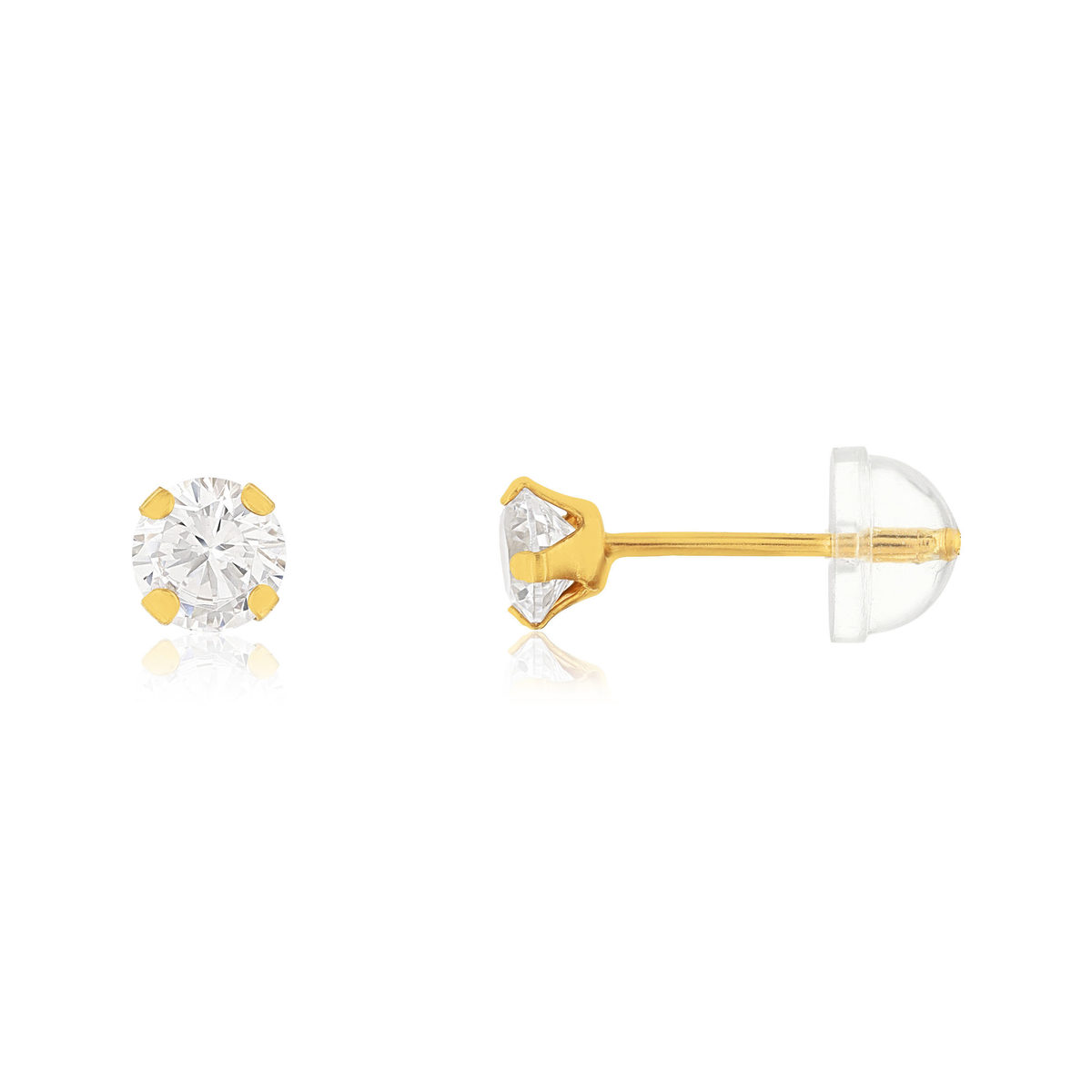 Boucles d'oreilles or 375 jaune zirconias blancs