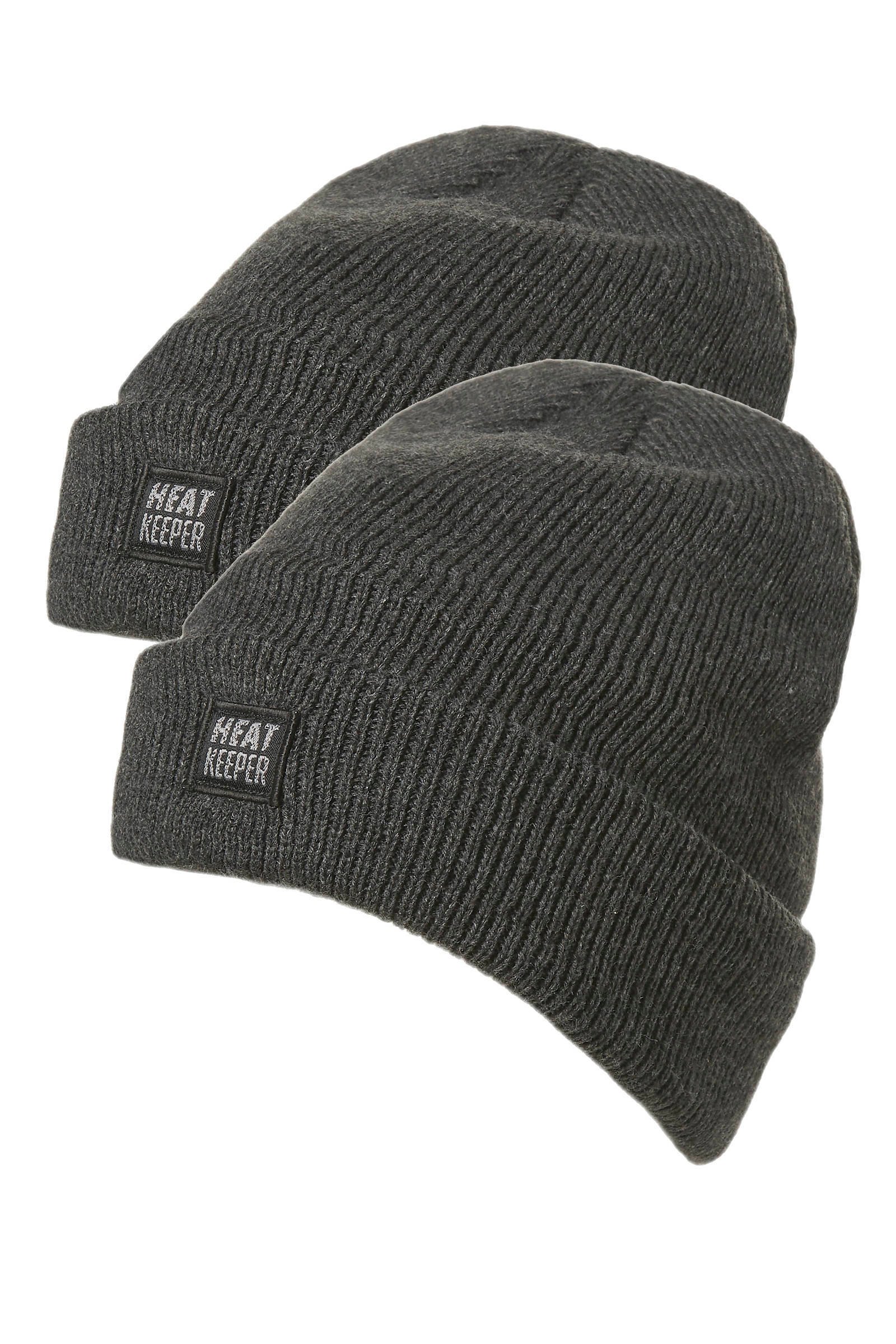 Heatkeeper thermo muts - set van 2 antraciet