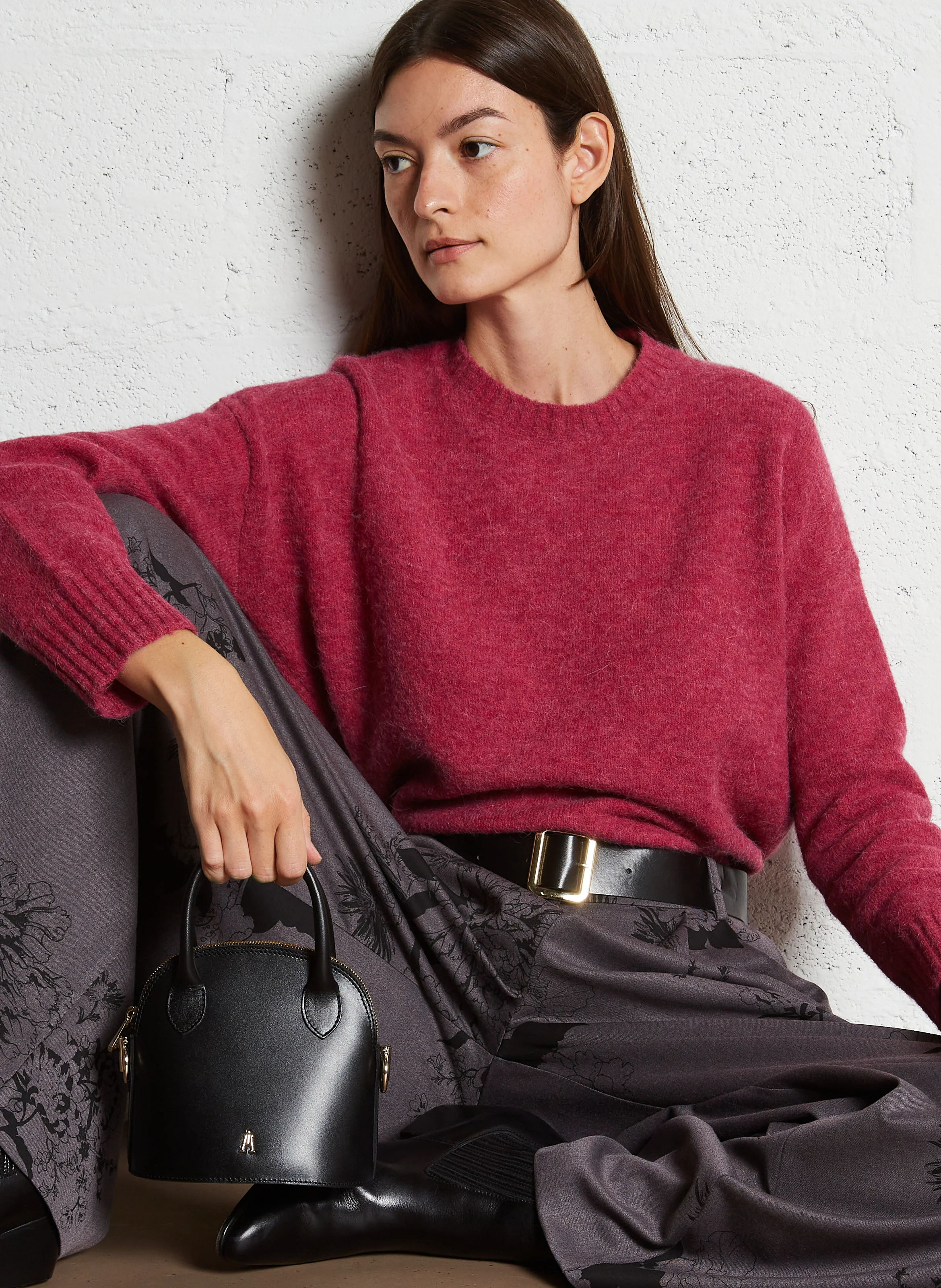 MONT - Sac bandoulière en cuir lisse | Noir