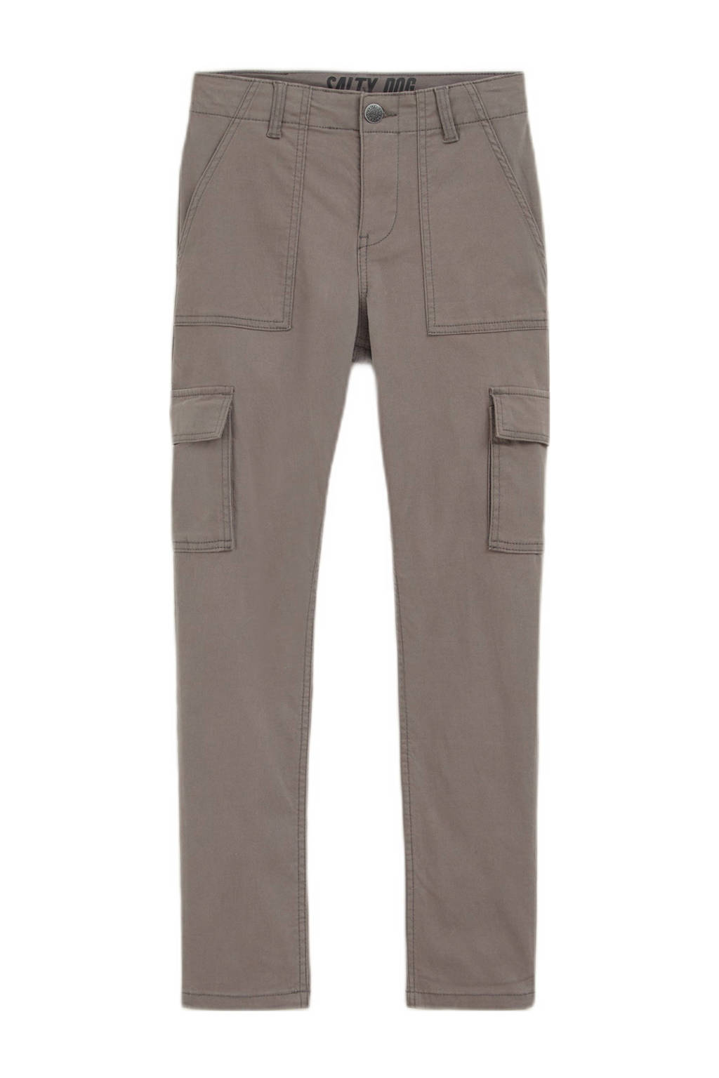 WE Fashion slim fit cargobroek lichtgrijs