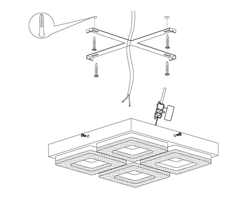 LED plafondlamp 4x4W 4x400 lm 3000K 28x28 cm Fradelo chroom/helder/kristal
