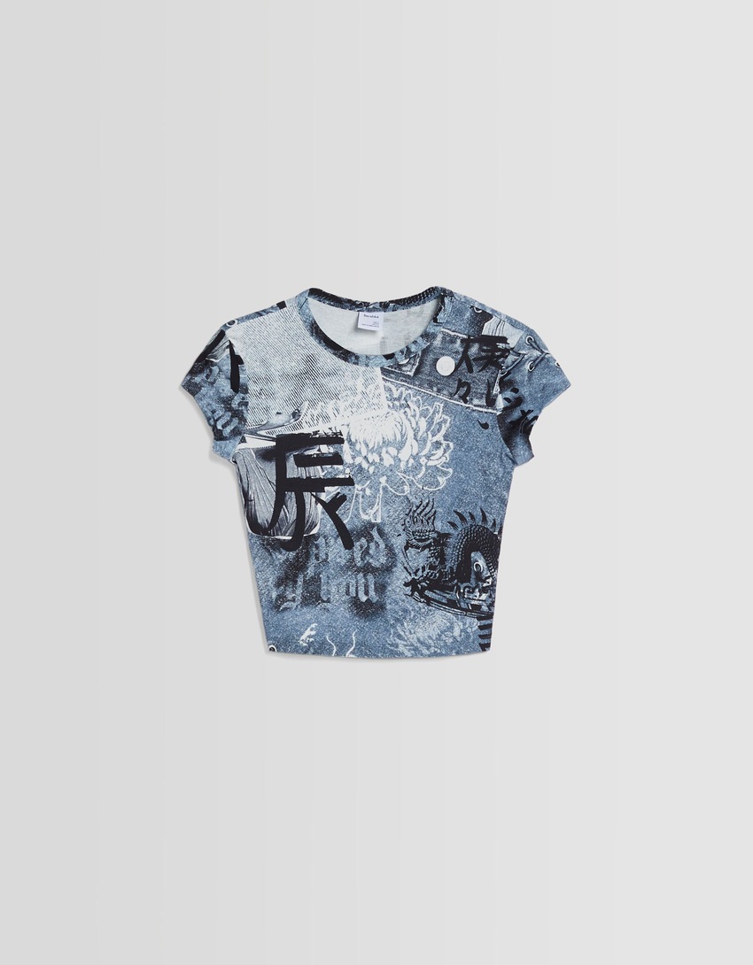 Camiseta de manga curta com estampa