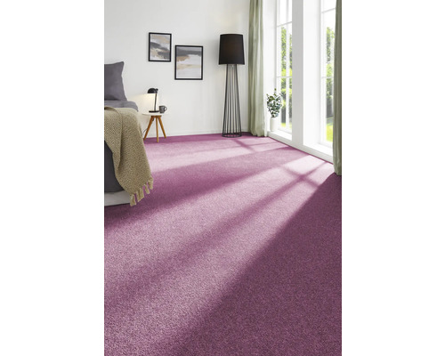 Velours tapijt Ines lila 400 cm breed (per meter verkocht)