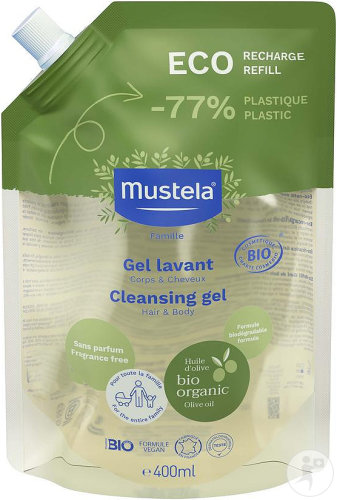Mustela Famille Gel Lavant Corps Et Cheveux Bio Éco Recharge 400ml