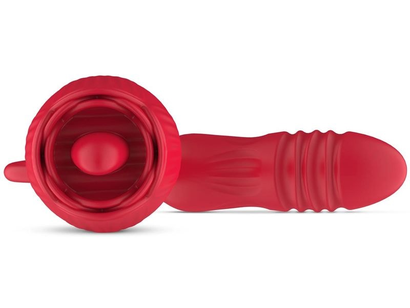 Teazers Rose Vibrator mit Stossdildo Rot Rose Vibrator wasserfest für vielseitige Nutzung
