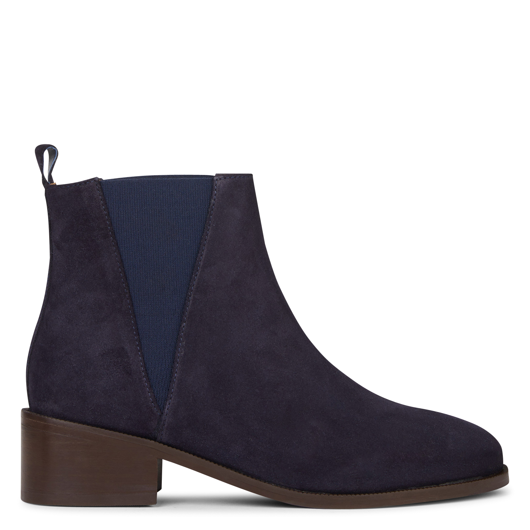 CAMDEN - Bottines à talon en cuir velours| Bleu