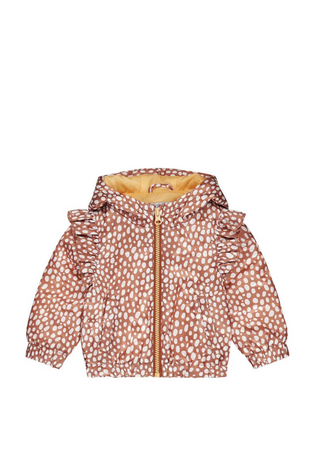 Dirkje zomerjas Jacket met stippen en ruches oudroze/wit