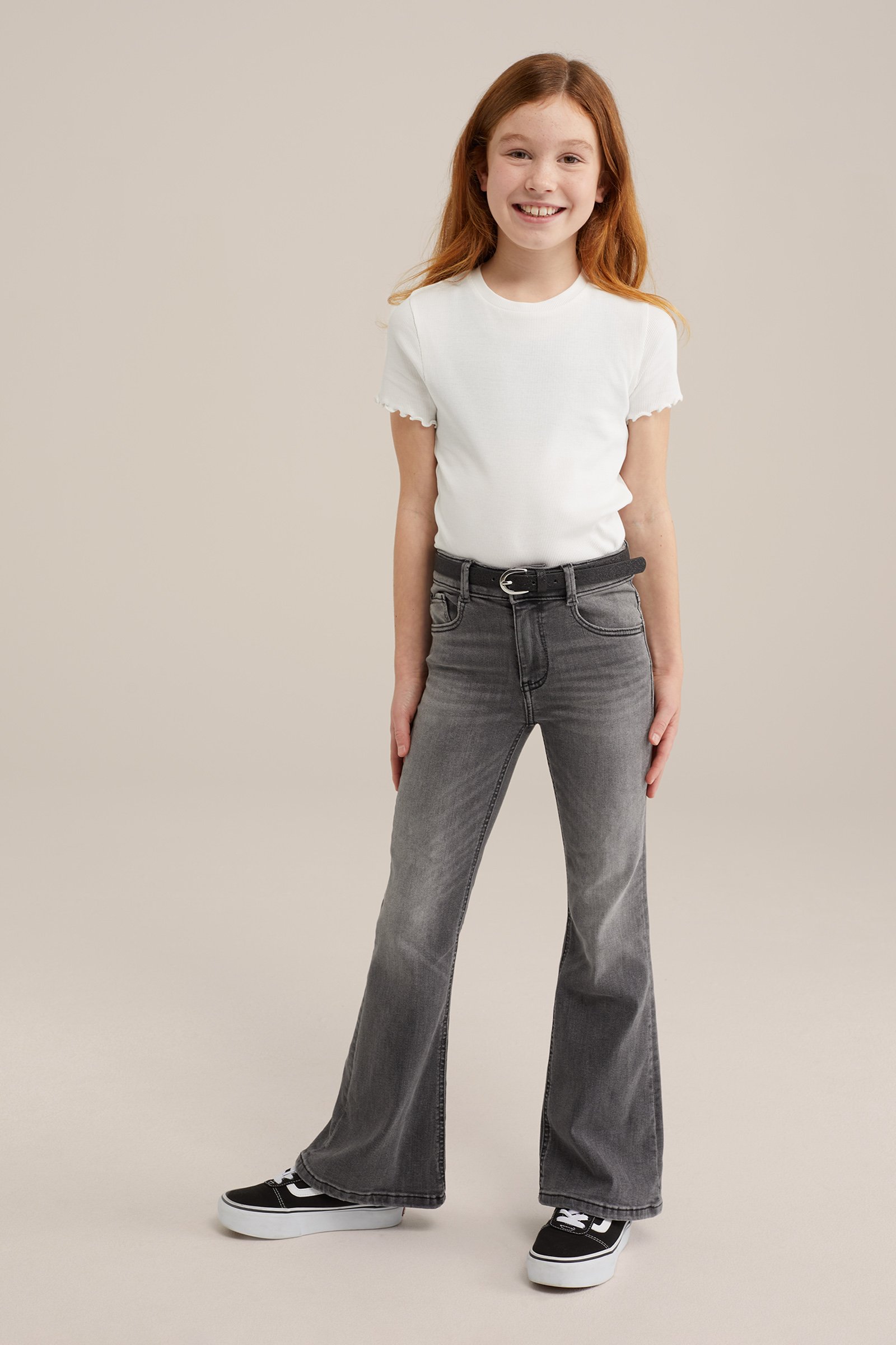 Meisjes flared jeans met stretch Blue Ridge Donkergrijs