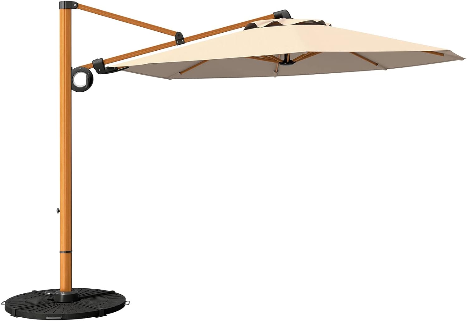 Grand patio Sonnenschirm Sonnenschutz Balkon, Ampelschirm 300 cm mit Kurbel, Windbeständig Sonnenschirme für Terrasse, Garten, Strand, UV-Schutz 50+ (Champagne, Rund)