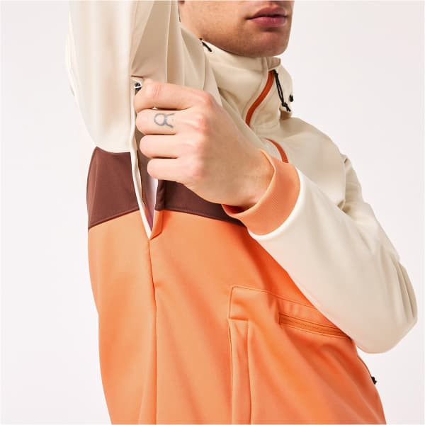 Sweatshirt OAKLEY TNP NOSE GRAB SOFTSHELL HOODIE ARCTIC WHITE/SOFT ORANGE