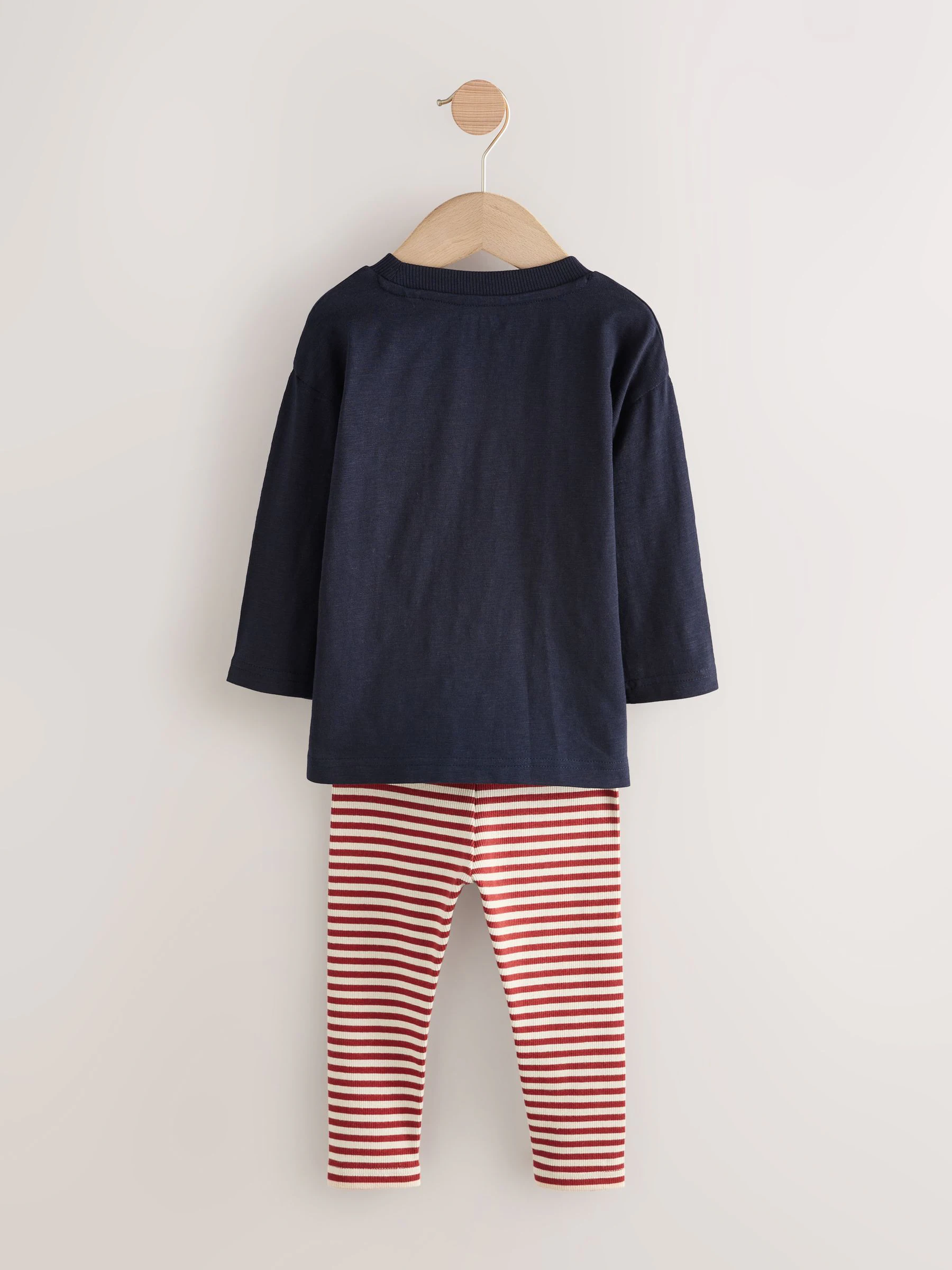Marineblauw met Kerstmisvulling - Set met top met lange mouwen en legging (3 mnd-7 jr)