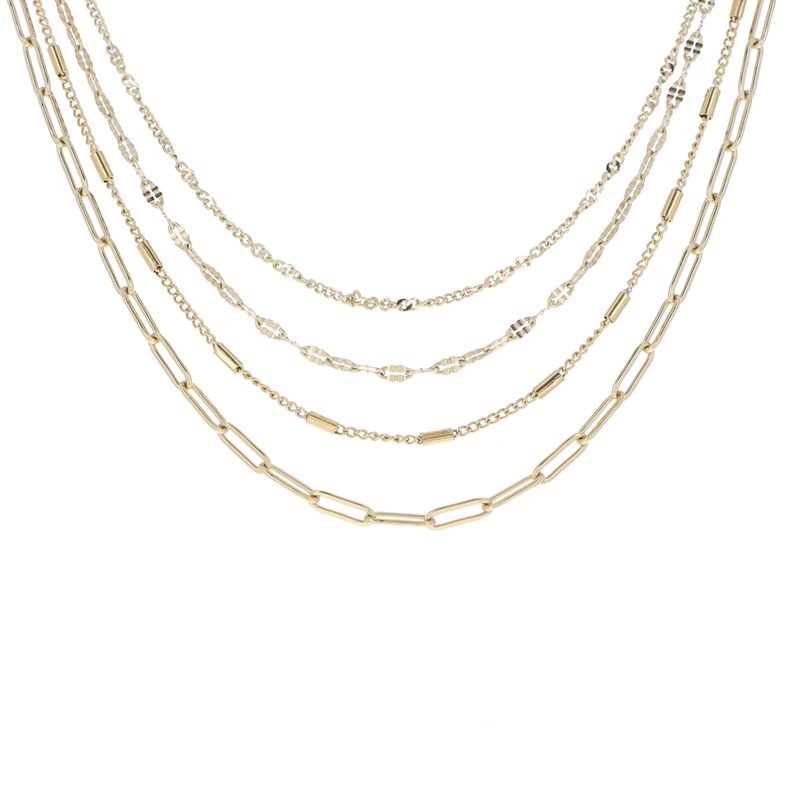 Collier en acier maille dorée, chaînette réglable