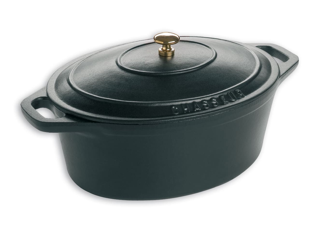 Cocotte ovale en fonte - noire - 27 x 20 cm - Le Chasseur