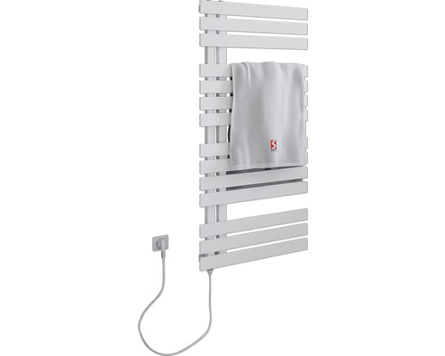 SCHULTE Breda elektrische handdoekwarmer, verwarmingselement links, 50 x 106 cm, 600 W, met Schuko-stekker, wit