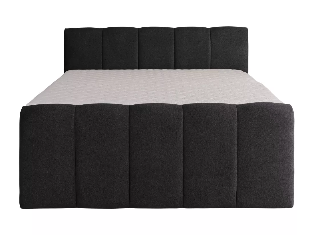 Ensemble complet boxspring tête de lit capitonnée + sommiers coffre + matelas + surmatelas - 160 x 200 cm - Tissu - Anthracite - VERONE II de PALACIO