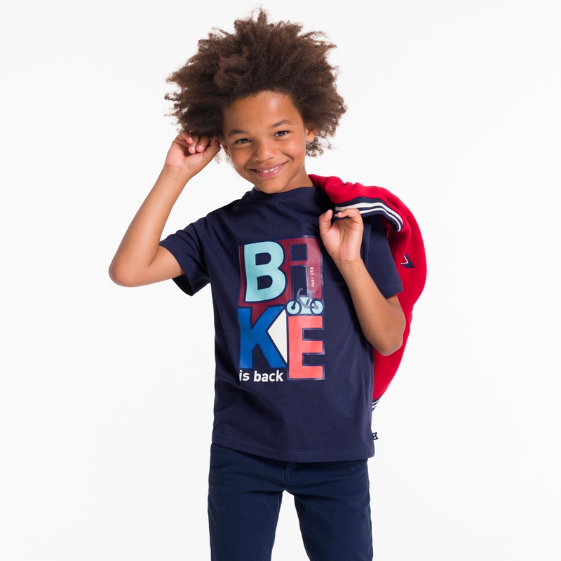 T-shirt à motif vélo bleu garçon